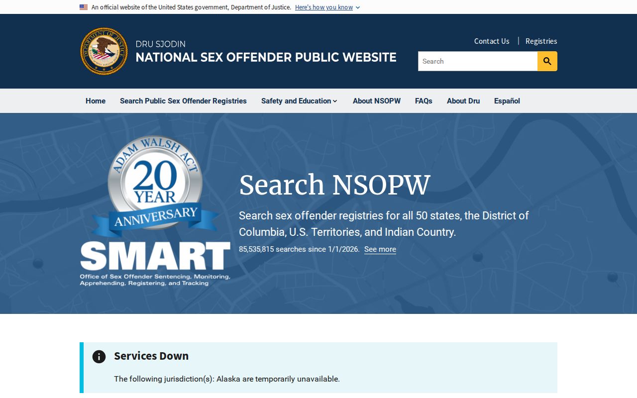 National search channel for a Livingston County sex offender registry check